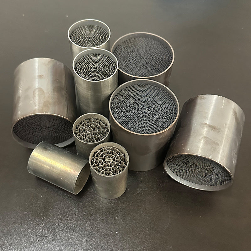 Cross-section view of motorcycle silencer baffle system - multi-chamber design for optimal noise reduction
