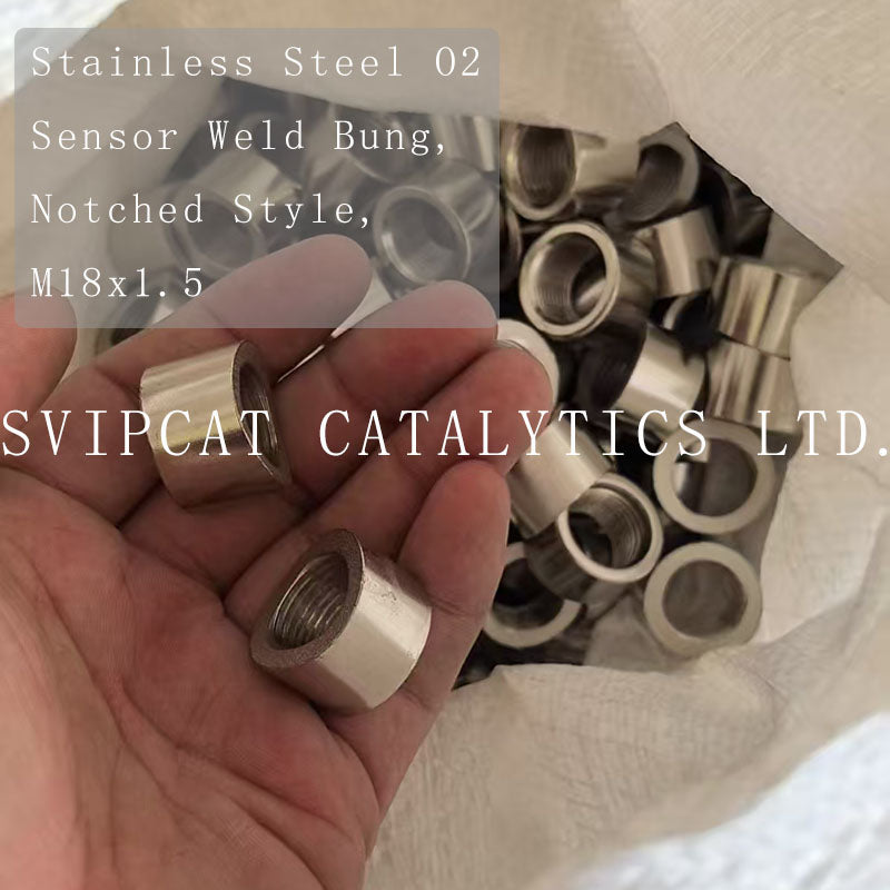 Stainless Steel O2 Sensor Weld Bung, Notched Style, M18x1.5