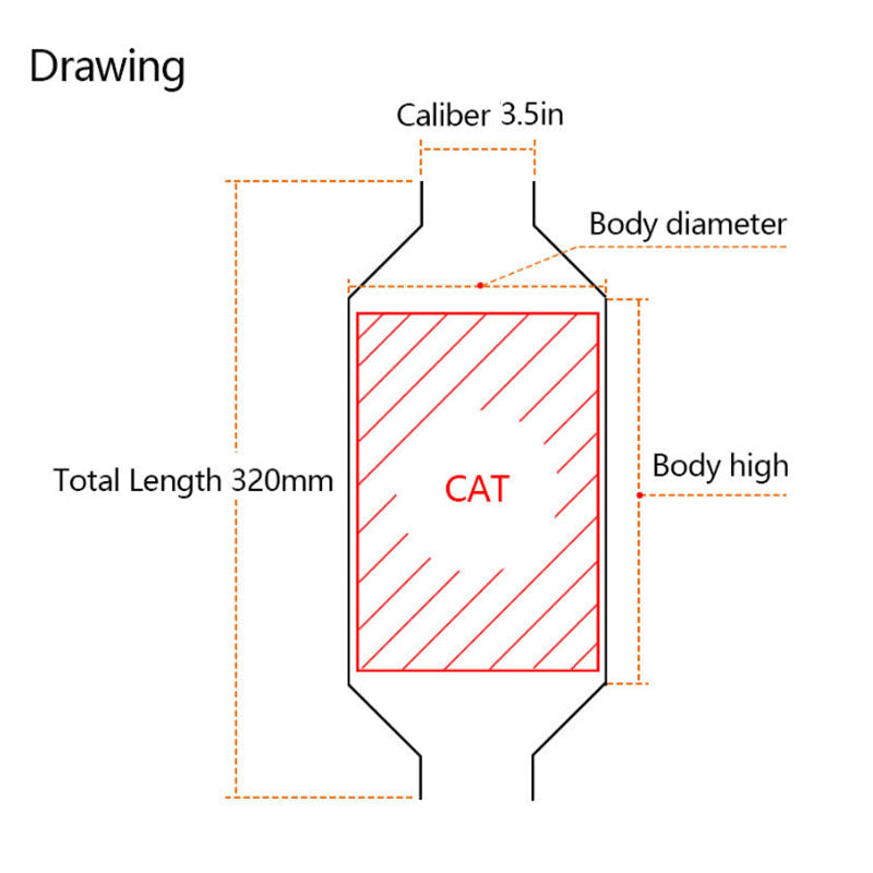 Universal Metal Catalyst 200 CPSI Length 320mm Precious Metal Coating with Metal Housing