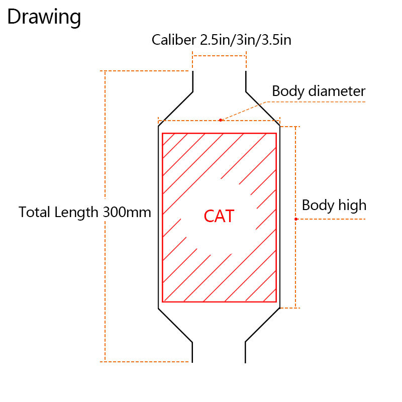 Modified Car High Performance Car High Flow Metal 200cpsi Catalyst Universal Total Length 300mm