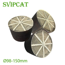 Load image into Gallery viewer, Micrograph of the metal honeycomb structure of the POC catalyst 300CPSI, showing the precision welding process of ultra-thin alloy foil