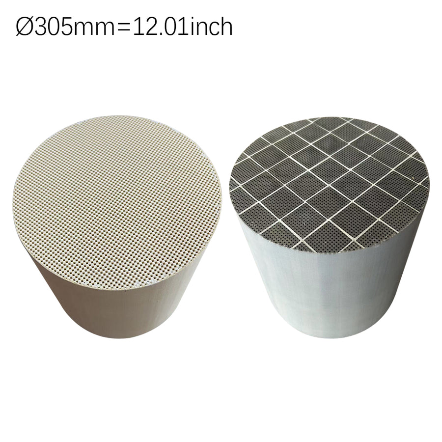 Complete view of rectangular SiC ceramic filter block showing uniform honeycomb channels, designed for heavy-duty diesel emission control systems